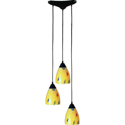 Classico 3 Light 10 inch Dark Rust Mini Pendant Ceiling Light in Yellow Blaze