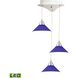 Cono 3 Light 12 inch Chrome with Blue Mini Pendant Ceiling Light