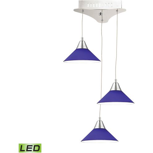 Cono 3 Light 12 inch Chrome with Blue Mini Pendant Ceiling Light