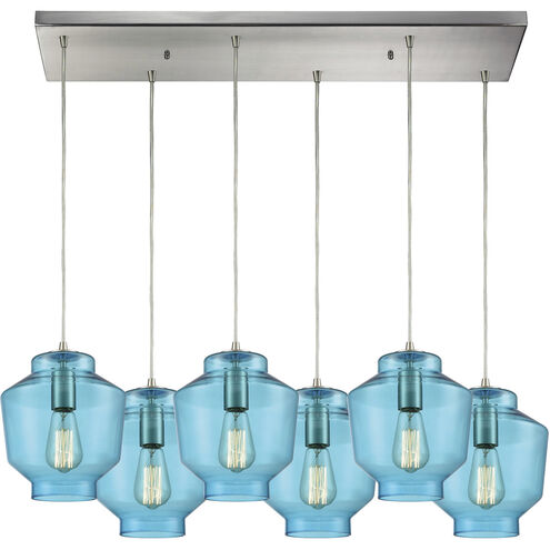 Barrel 6 Light 32 inch Satin Nickel Mini Pendant Ceiling Light, Rectangular