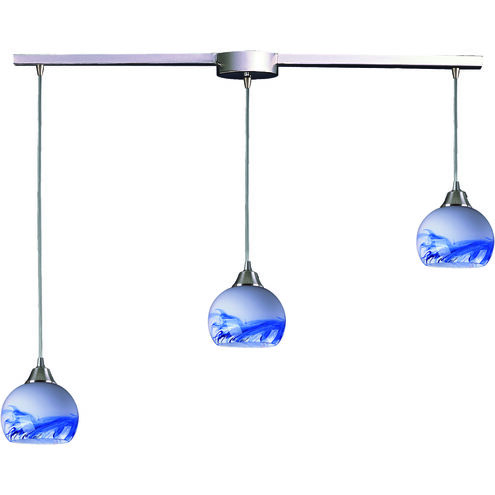 Mela 3 Light 36 inch Satin Nickel Multi Pendant Ceiling Light in Incandescent, Linear with Recessed Adapter, Configurable