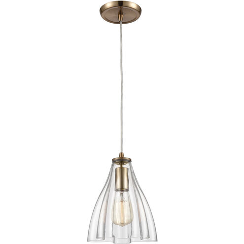 Matilda 1 Light 8 inch Satin Brass with Clear Mini Pendant Ceiling Light