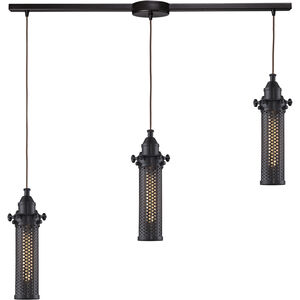 Fulton 3 Light 36 inch Oil Rubbed Bronze Multi Pendant Ceiling Light in Linear with Recessed Adapter, Configurable