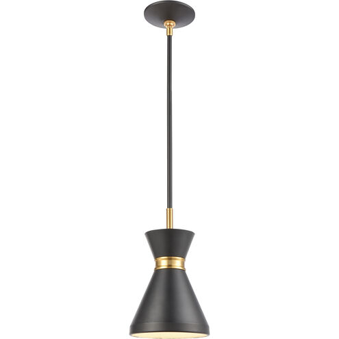 Modley 1 Light 7 inch Matte Black with Brushed Brass Mini Pendant Ceiling Light