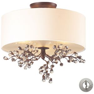 Winterberry 3 Light 16 inch Antique Darkwood Semi Flush Mount Ceiling Light in Recessed Adapter Kit