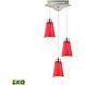 Coppa 3 Light 11 inch Satin Nickel with Red Mini Pendant Ceiling Light