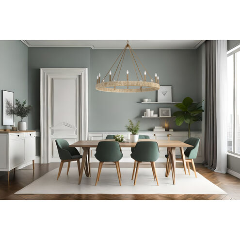 Abaca 12 Light 48 inch Satin Brass with Natural Abaca Chandelier Ceiling Light
