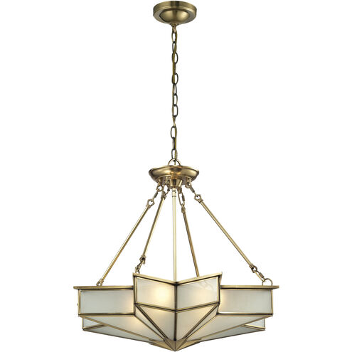 Decostar 4 Light 25 inch Brushed Brass with White Chandelier Ceiling Light