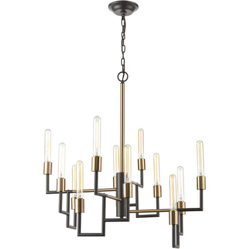 Congruency 12 Light 29 inch Oil Rubbed Bronze with Satin Brass Chandelier Ceiling Light