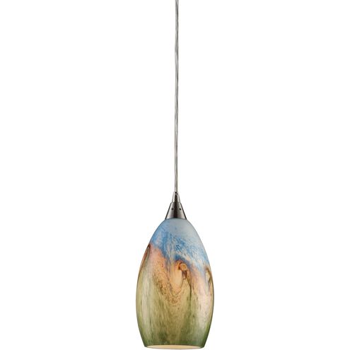 Geologic 1 Light 6 inch Satin Nickel with Multicolor Mini Pendant Ceiling Light in Incandescent