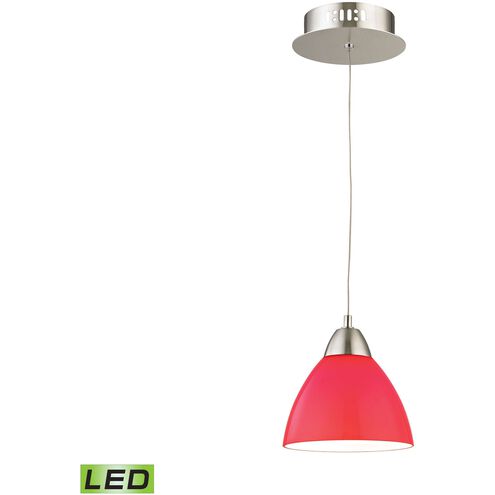 Piatto 1 Light 6 inch Satin Nickel with Red Mini Pendant Ceiling Light
