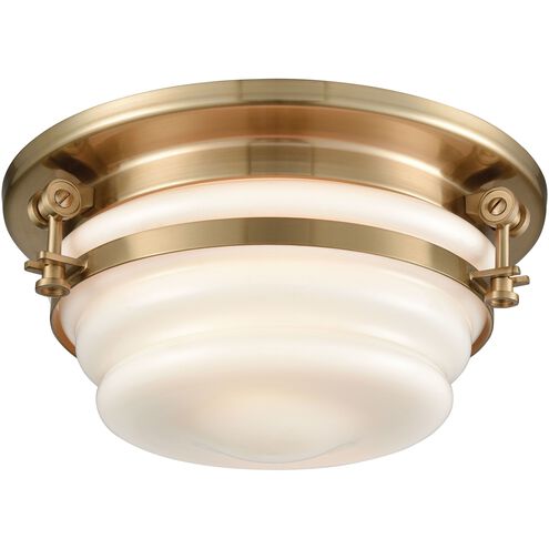 Riley 2 Light 12 inch Satin Brass Flush Mount Ceiling Light