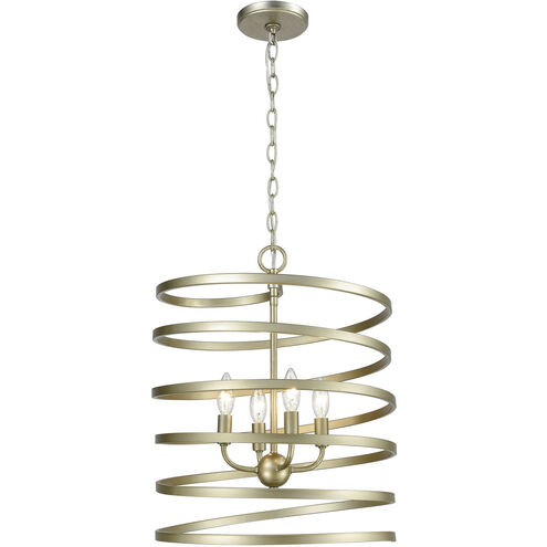 Whirlwind 4 Light 17 inch Aged Silver Pendant Ceiling Light
