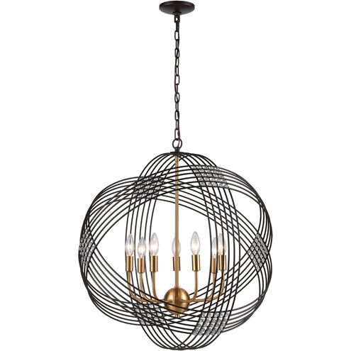 Concentric 7 Light 26 inch Oil Rubbed Bronze with Satin Brass Chandelier Ceiling Light