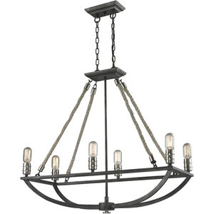 Natural Rope 6 Light 13 inch Polished Nickel with Silvered Graphite Chandelier Ceiling Light