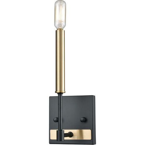 Livingston 1 Light 5 inch Matte Black with Satin Brass Vanity Light Wall Light