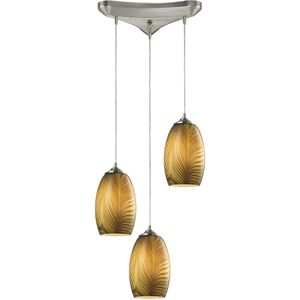 Tidewaters 3 Light 10 inch Satin Nickel Mini Pendant Ceiling Light