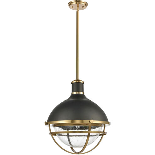 Jenna 1 Light 16 inch Matte Black with Satin Brass Pendant Ceiling Light