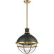 Jenna 1 Light 16 inch Matte Black with Satin Brass Pendant Ceiling Light