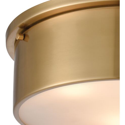 Simpson 3 Light 14 inch Satin Brass Flush Mount Ceiling Light