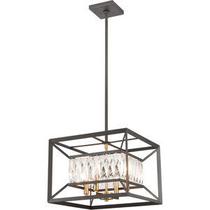 Starlight 4 Light 15 inch Charcoal with Satin Brass Chandelier Ceiling Light