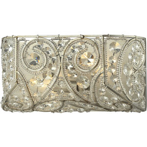 Andalusia 2 Light 12 inch Aged Silver Vanity Light Wall Light