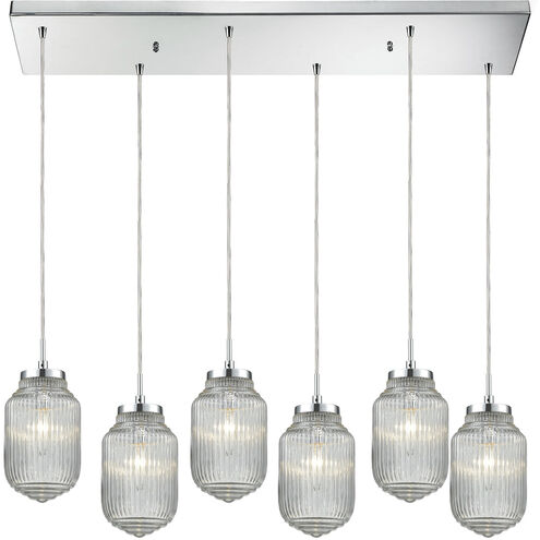 Dubois 6 Light 32 inch Polished Chrome with Clear Mini Pendant Ceiling Light