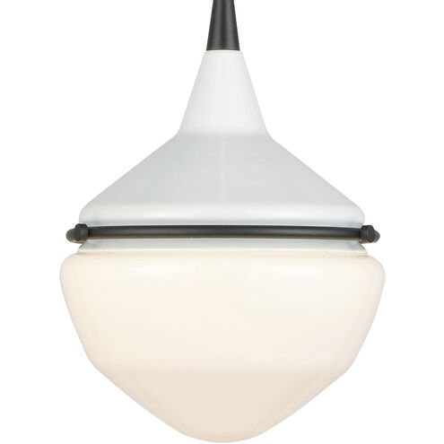 Mid-Century Schoolhouse 1 Light 8 inch Enamel White with Matte Black Mini Pendant Ceiling Light