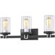 Holdfast 3 Light 22 inch Charcoal with Polished Chrome Vanity Light Wall Light
