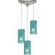 Ice Fragments 3 Light 10 inch Satin Nickel Mini Pendant Ceiling Light in Aqua