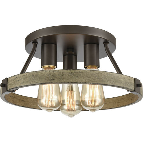 Transitions 3 Light 14 inch Oil Rubbed Bronze with Aspen Semi Flush Mount Ceiling Light