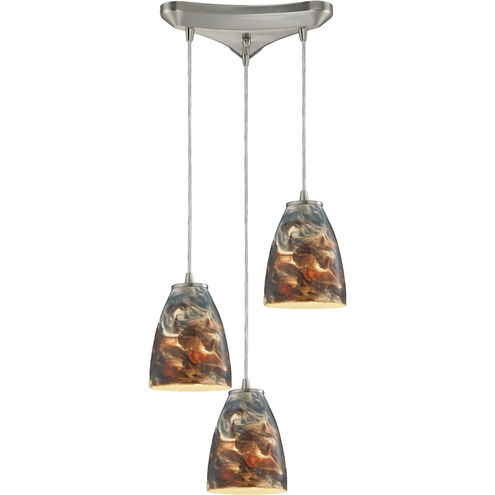 Abstractions 3 Light 10 inch Satin Nickel Multi Pendant Ceiling Light, Configurable