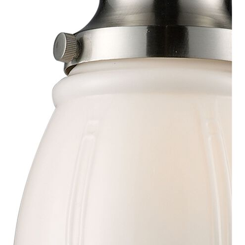 Schoolhouse 1 Light 8 inch Satin Nickel with White Mini Pendant Ceiling Light in Incandescent