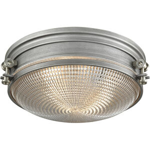 Sylvester 2 Light 14 inch Weathered Zinc with Satin Nickel Flush Mount Ceiling Light