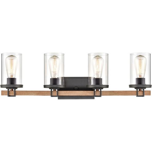 Holdfast 4 Light 28 inch Charcoal with Beechwood Vanity Light Wall Light