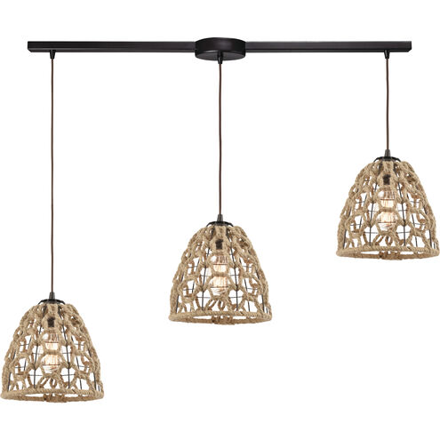 Coastal Inlet 3 Light 36 inch Oil Rubbed Bronze Multi Pendant Ceiling Light, Configurable