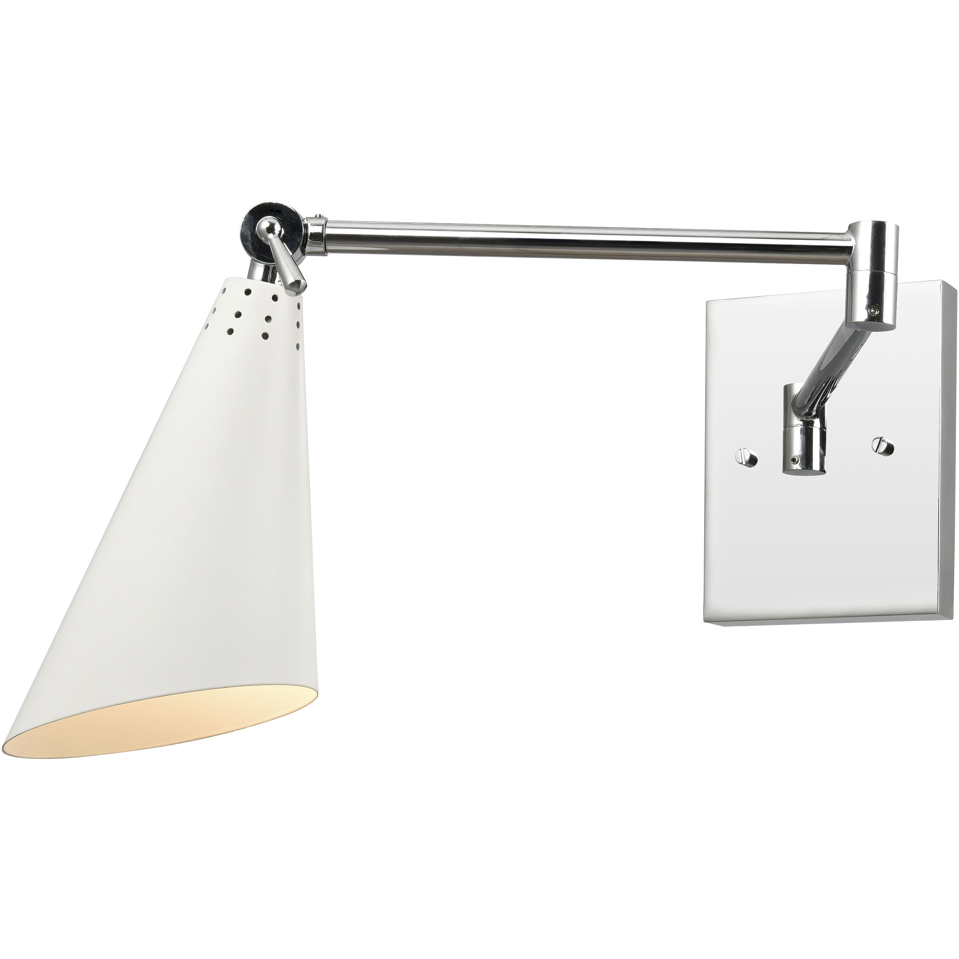 Chrome swing store arm sconce