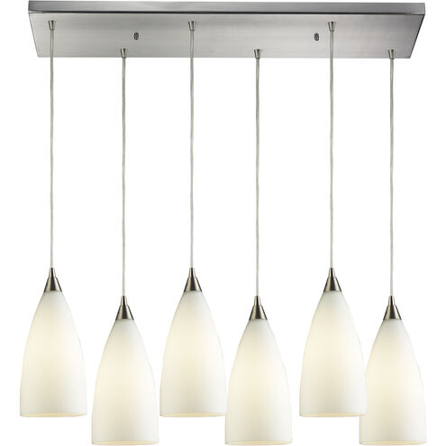 Vesta 6 Light 30 inch Satin Nickel Multi Pendant Ceiling Light in Incandescent, Rectangular Canopy, Configurable