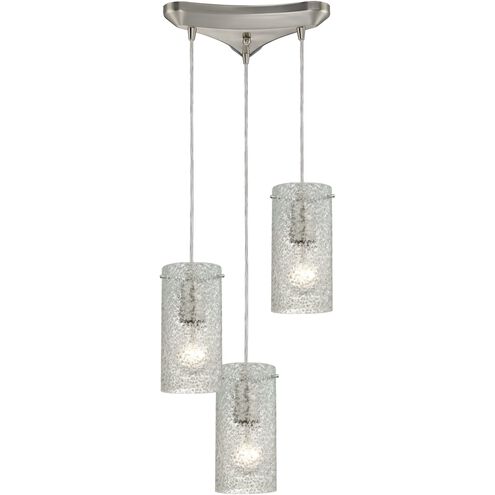 Ice Fragments 3 Light 10 inch Satin Nickel Mini Pendant Ceiling Light in Clear