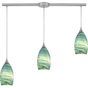 Collanino 3 Light 38 inch Satin Nickel Multi Pendant Ceiling Light in Linear with Recessed Adapter, Configurable