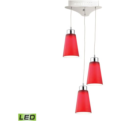 Coppa 3 Light 11 inch Chrome with Red Mini Pendant Ceiling Light
