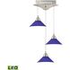 Cono 3 Light 12 inch Satin Nickel with Blue Mini Pendant Ceiling Light