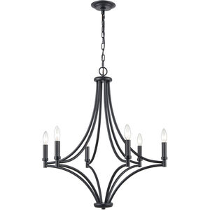 Spanish Villa 6 Light 26 inch Charcoal with Satin Brass and Satin Nickel Chandelier Ceiling Light