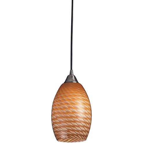 Mulinello 1 Light 6 inch Satin Nickel with Burnt Orange Mini Pendant Ceiling Light in Cocoa, Incandescent