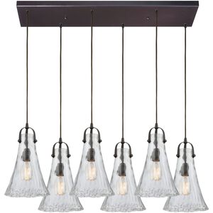 Hand Formed Glass 6 Light 32 inch Oil Rubbed Bronze Mini Pendant Ceiling Light
