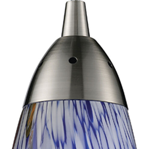 Milan 1 Light 3 inch Satin Nickel with Starburst Blue Multi Pendant Ceiling Light in Starburst Blue Glass, Incandescent, Configurable