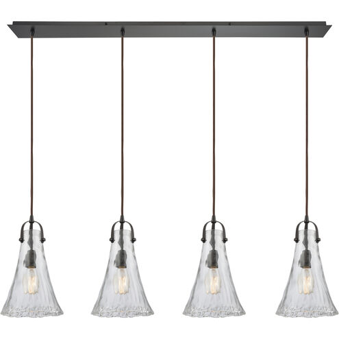Hand Formed Glass 4 Light 46 inch Oil Rubbed Bronze Mini Pendant Ceiling Light in Linear, Linear