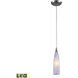 Lungo LED 3 inch Satin Nickel Mini Pendant Ceiling Light in Snow White Glass