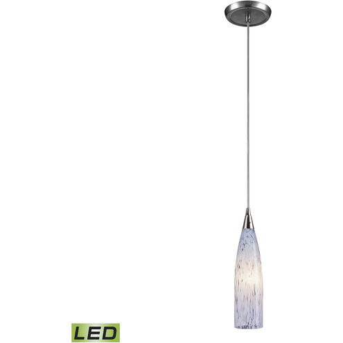 Lungo LED 3 inch Satin Nickel Mini Pendant Ceiling Light in Snow White Glass