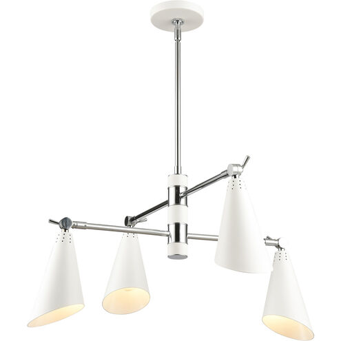 Luca 4 Light 26 inch Polished Chrome with White Chandelier Ceiling Light